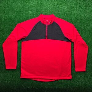 Adidas Golf Sweatshirt Mens Large Red Long Sleeve 1/4‎ Zip Pullover Climawarm